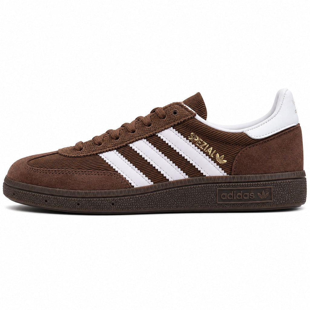 Adidas Handball Spezial pana castanho branco lateral izquierdo suela borracha