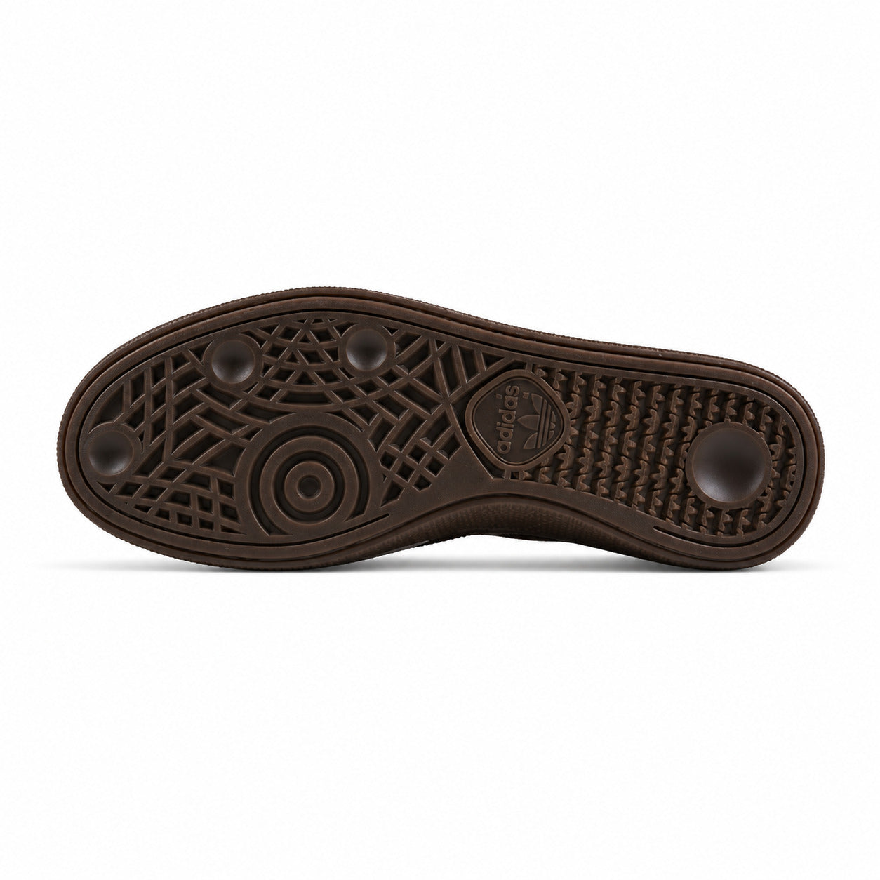 Adidas Handball Spezial pana castanho branco suela borracha oscura vista inferior