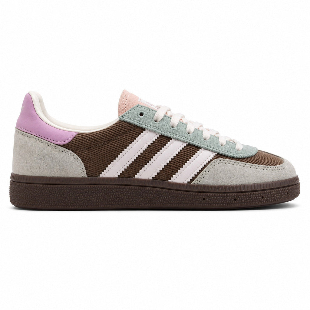 Adidas Handball Spezial pana castanho verde sage lila vista lateral izquierda