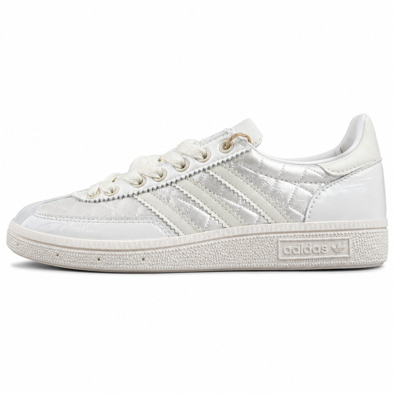 Adidas Handball Spezial prateado crema charol vista lateral derecha