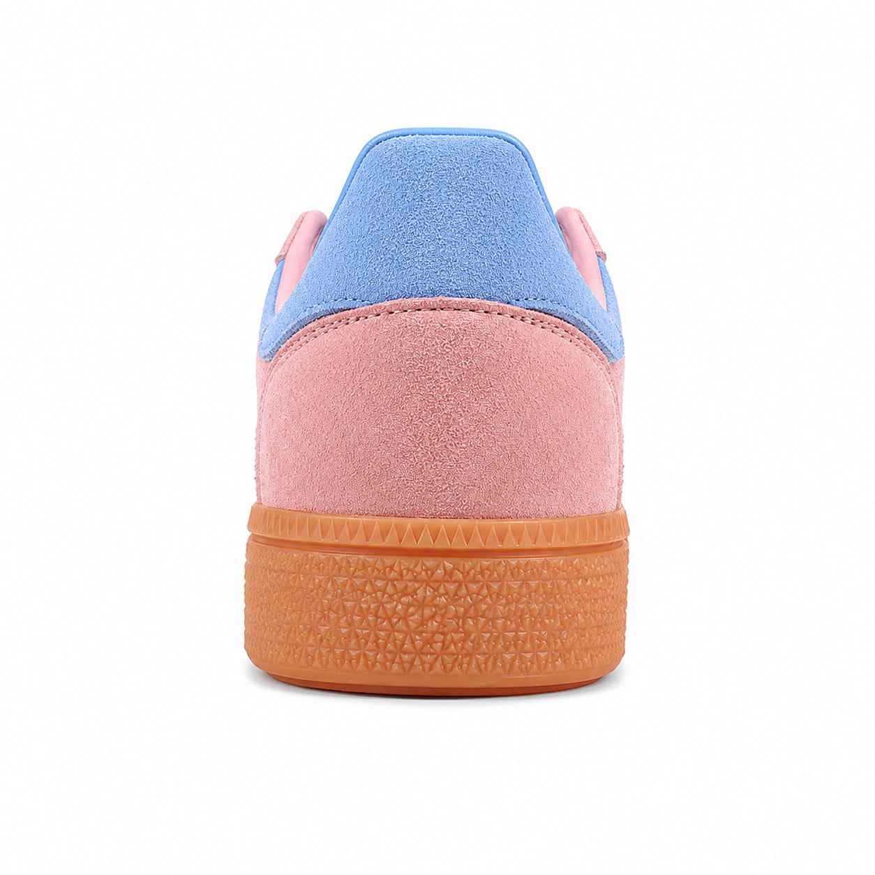 Adidas Handball Spezial rosa detalle talón azul cielo suela laranja