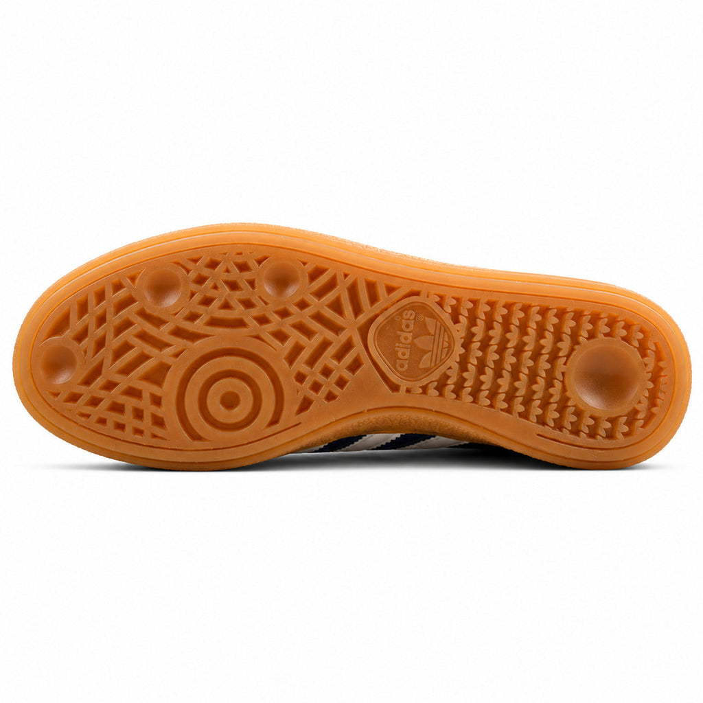Adidas Handball Spezial x Sporty Rich burdeos suela borracha caramelo patrón geométrico círculos rombos vista inferior