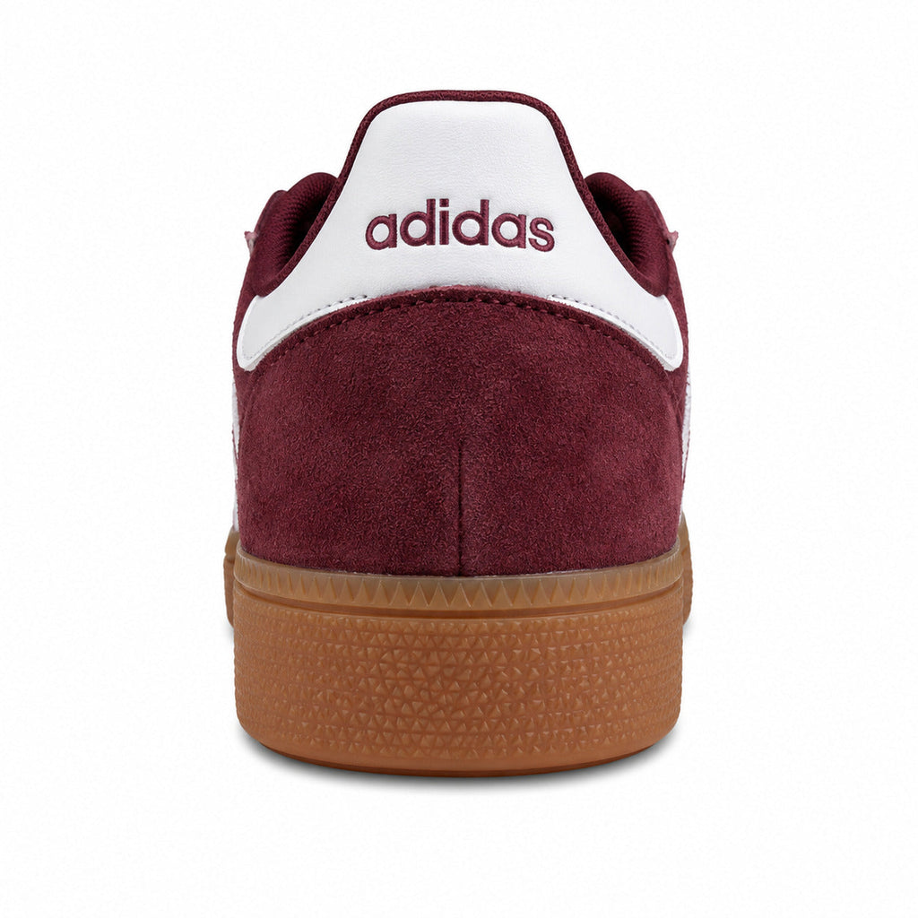 Adidas Handball Spezial x Sporty Rich burdeos detalle talón counter branco adidas bordado suela borracha caramelo