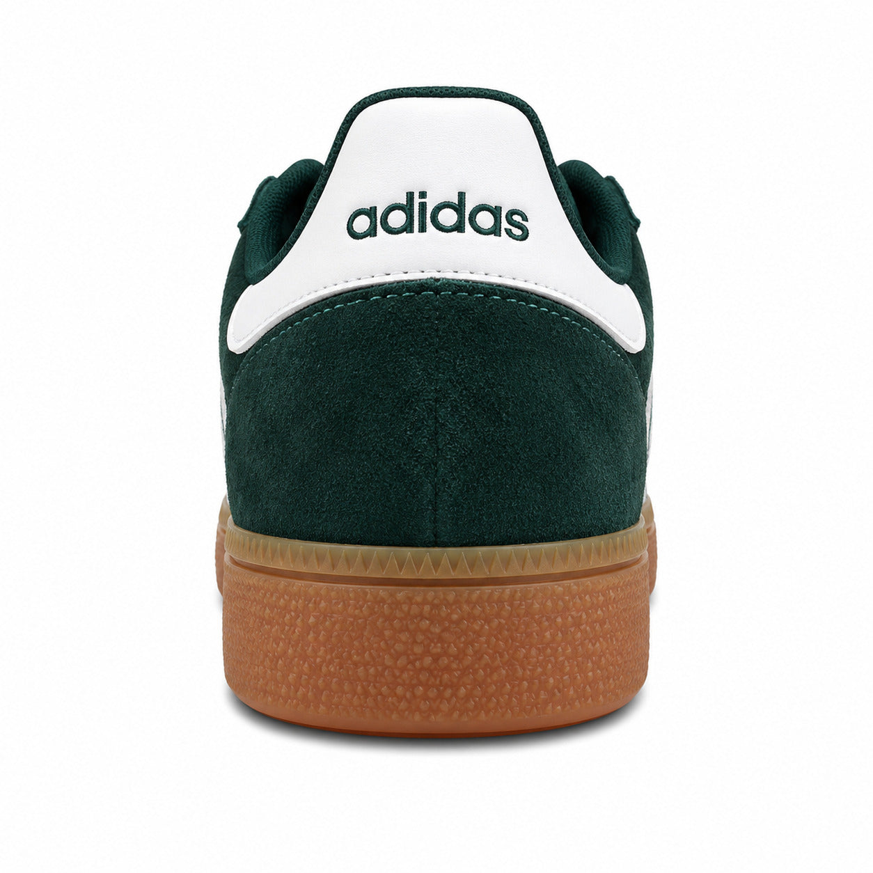 Adidas Handball Spezial x Sporty Rich verde bosque detalle talón counter branco adidas bordado verde suela borracha