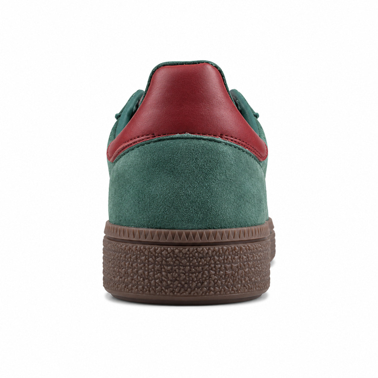 Adidas Handball Spezial verde oscuro detalle talón burdeos suela borracha