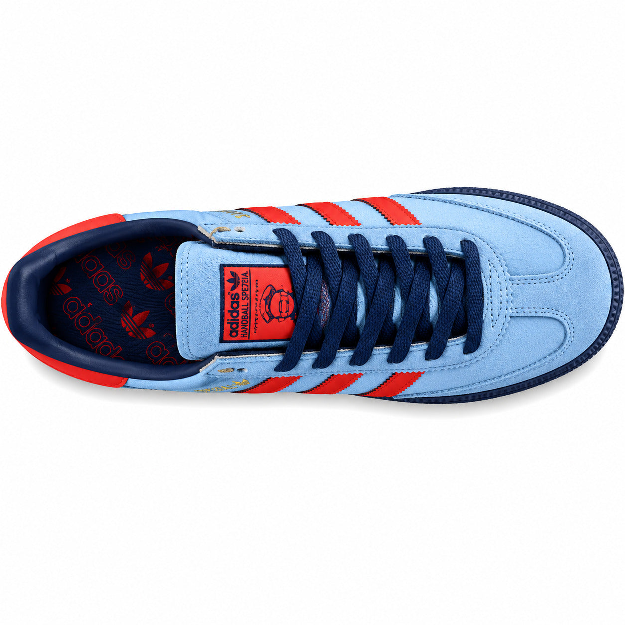 Adidas Handball Spezial x CP Company azul vermelho marino vista superior plantilla
