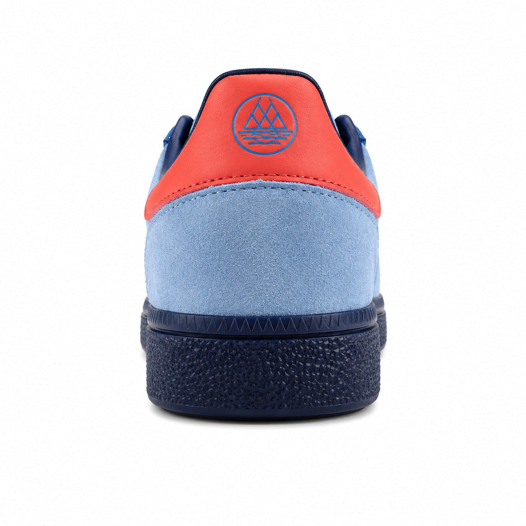 Adidas Handball Spezial x CP Company azul vermelho detalle logo contrafuerte trasero