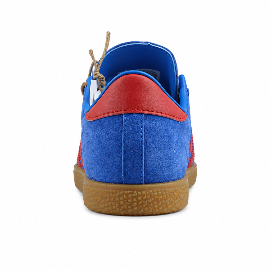 Adidas London 96 azul y vermelho, detalle talón vermelho