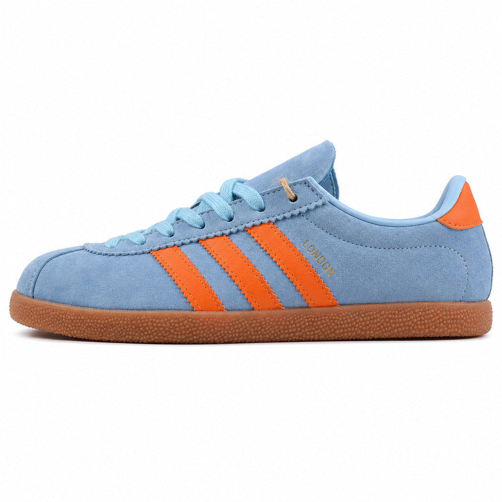 Adidas London ante azul cielo laranja vista lateral derecha