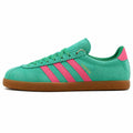 Adidas London verde menta ante, franjas rosas y suela borracha, lateral exterior