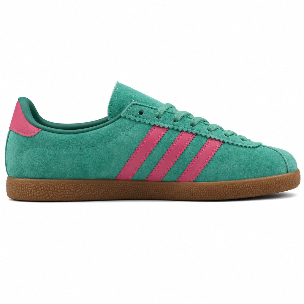 Adidas London verde menta ante, franjas rosas y suela borracha, lateral interior