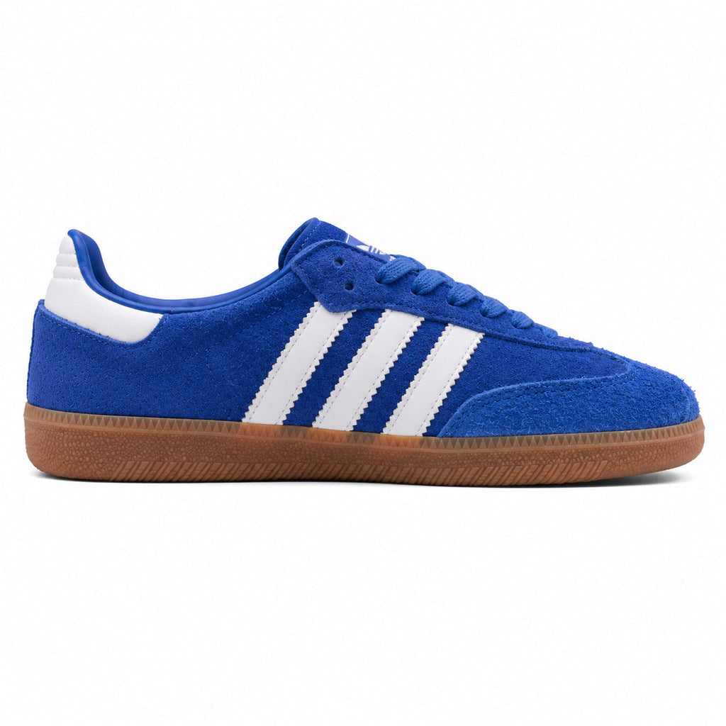 Adidas Samba OG azul branco ante suela borracha lateral derecho