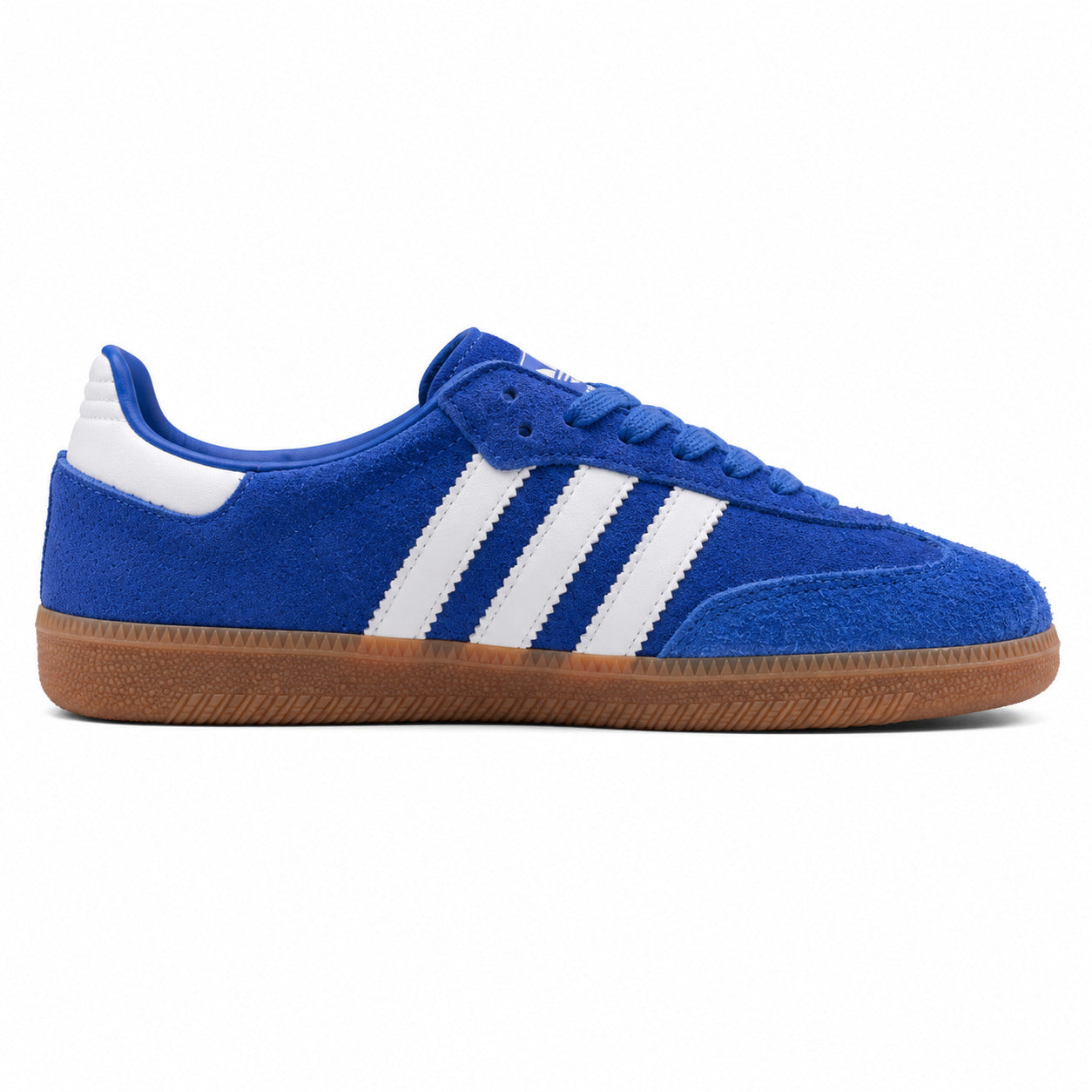 Adidas Samba OG azul branco ante suela borracha lateral derecho