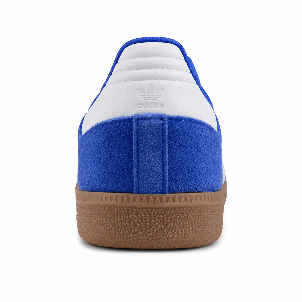 Adidas Samba OG azul branco detalle talón Trefoil suela borracha