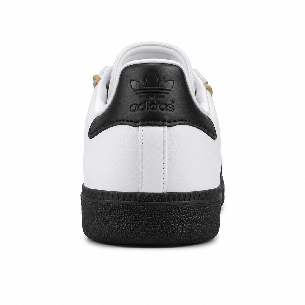 Adidas Samba OG branco preto detalle talón Trefoil preto