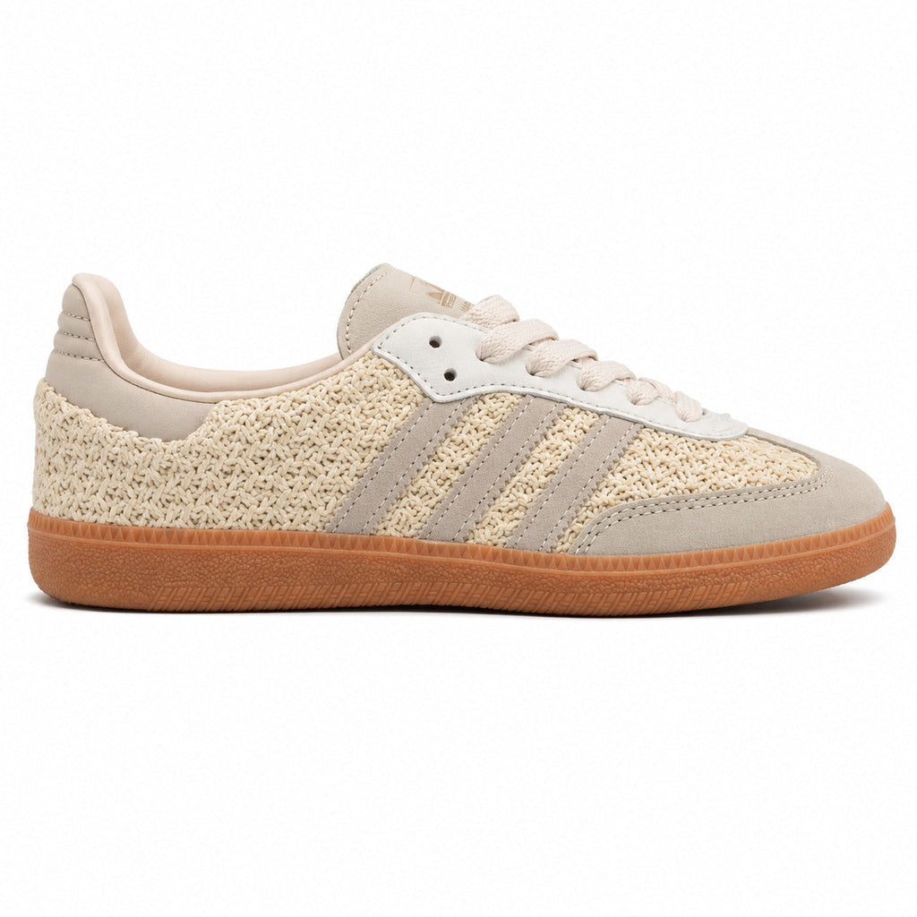 Adidas Samba OG crema arena crochet rafia lateral derecho borracha