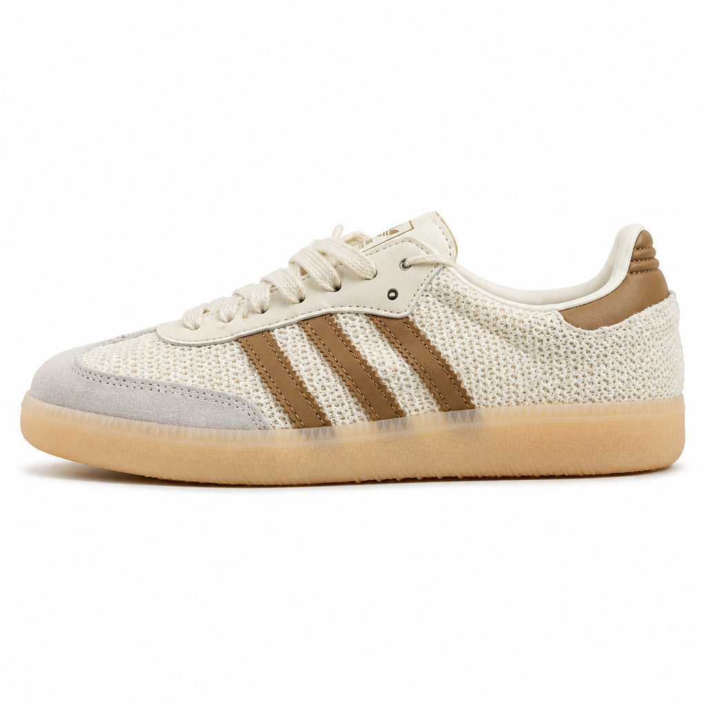 Adidas Samba OG crema camel tejido suela borracha lateral izquierdo