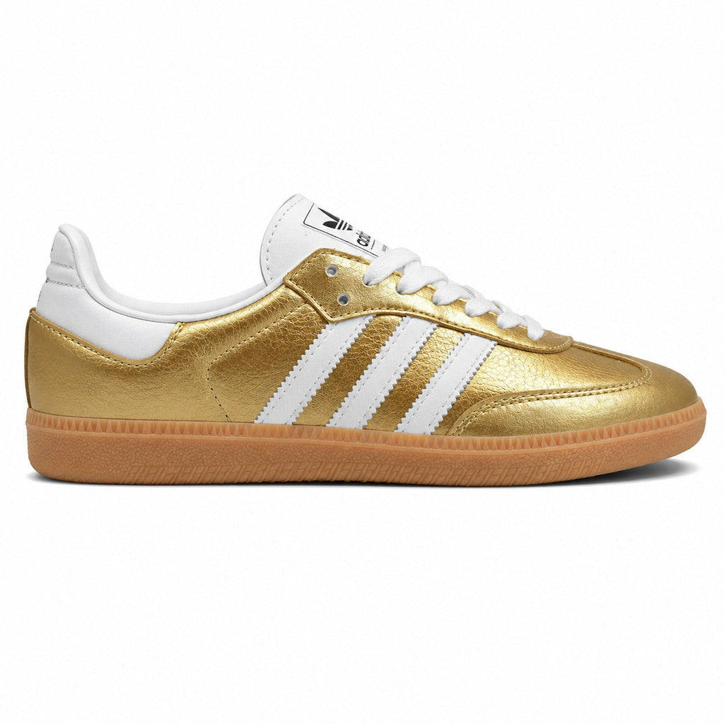 Adidas Samba OG dourado metalizado branco perfil derecho