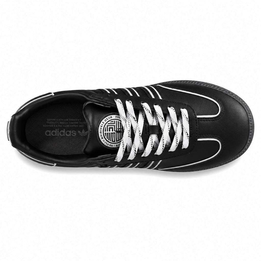 Adidas Samba OG preto branco medallón lengüeta vista superior