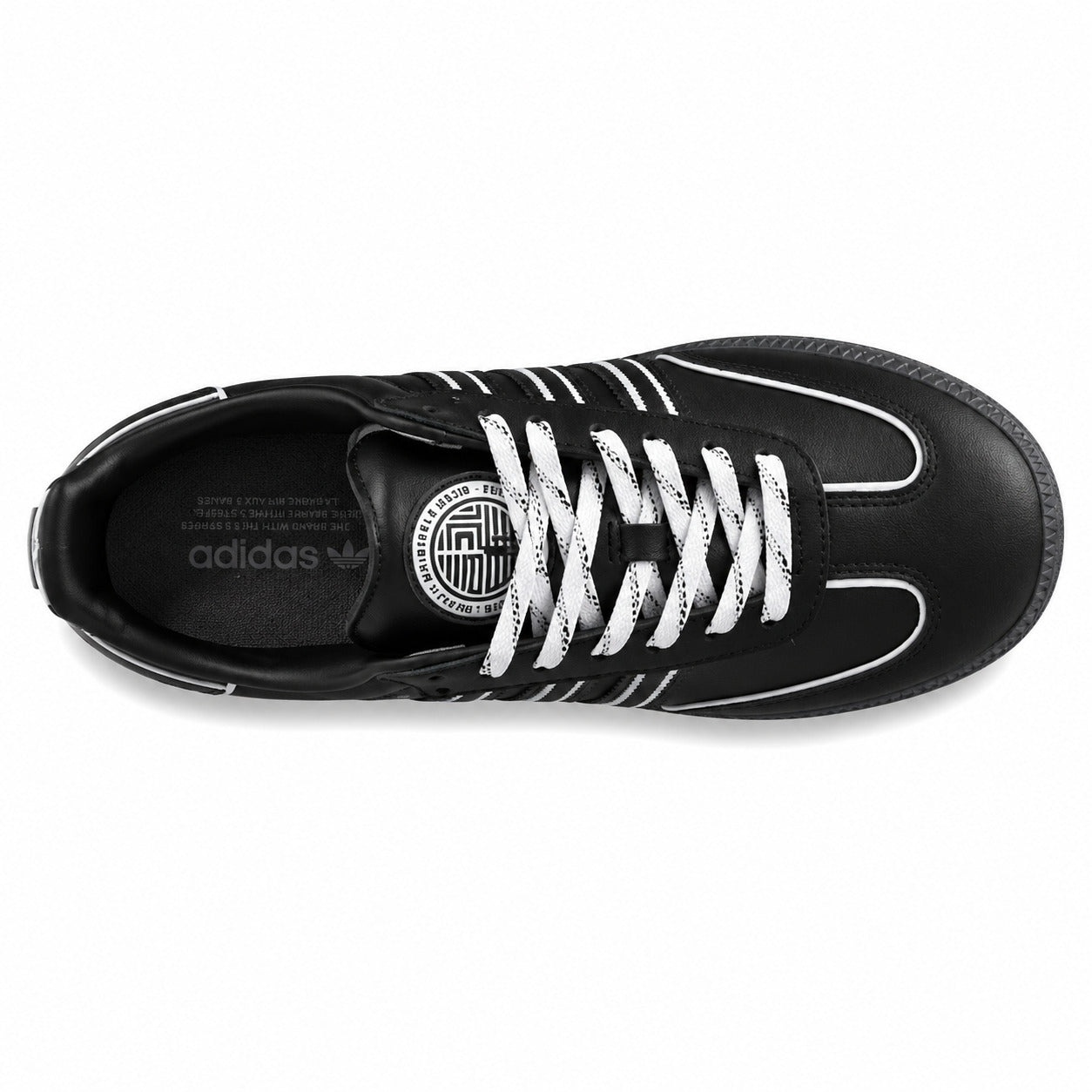 Adidas Samba OG preto branco medallón lengüeta vista superior