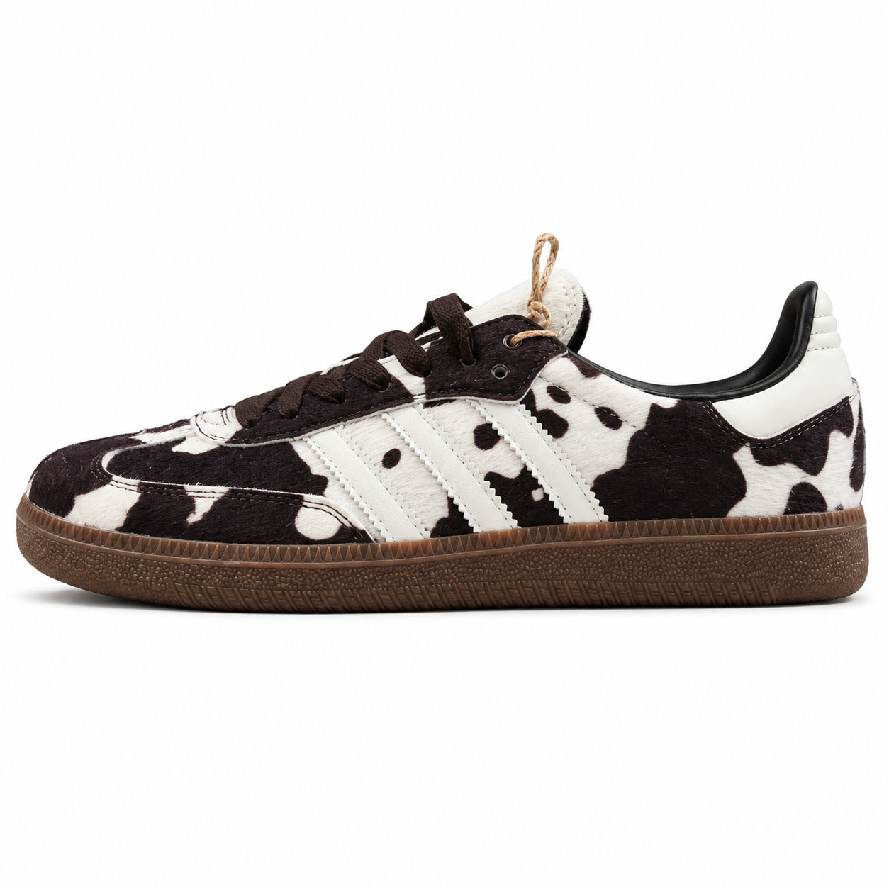Adidas Samba OG pelo potro estampado vaca branco lateral izquierdo