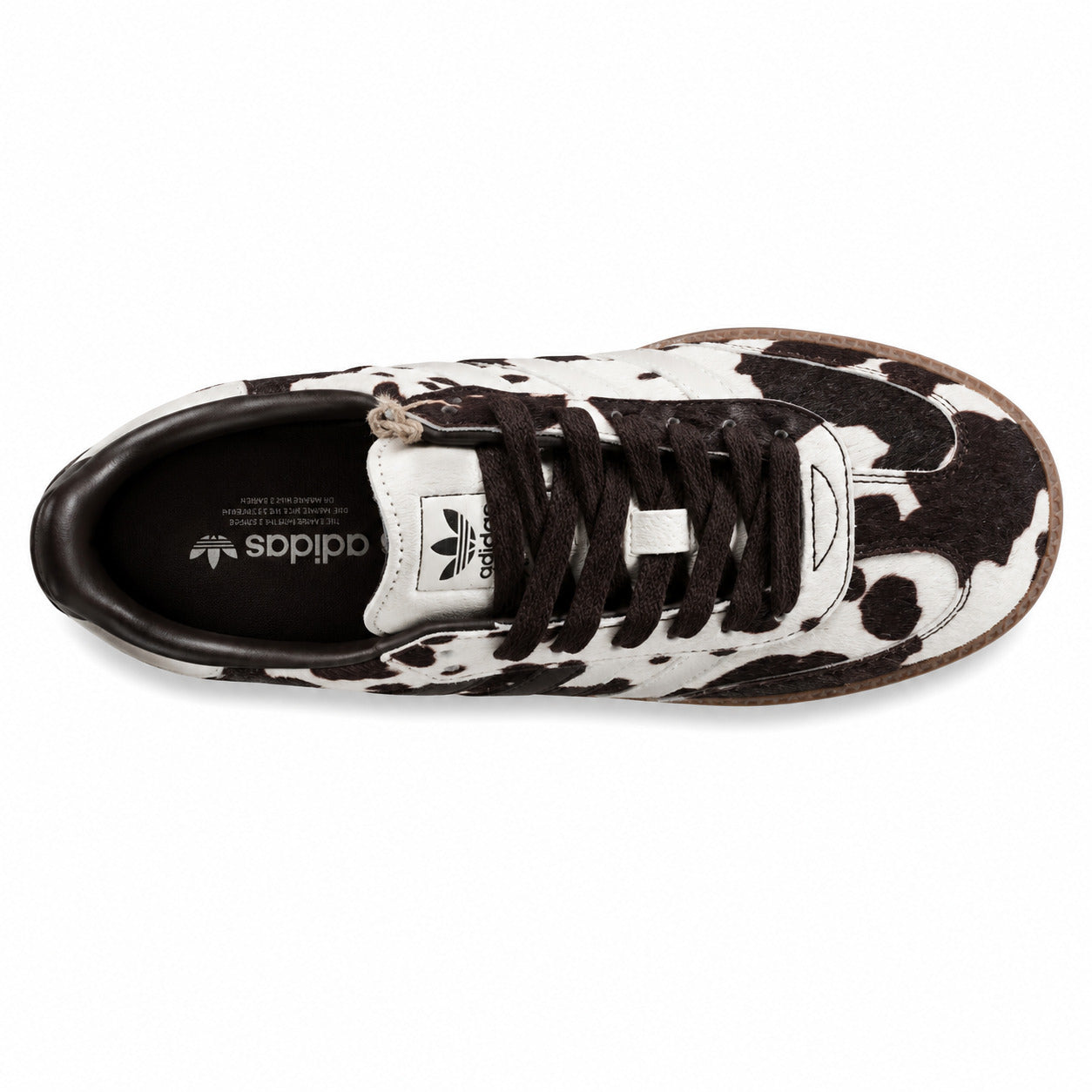 Adidas Samba OG pelo potro vaca branco vista superior lengüeta