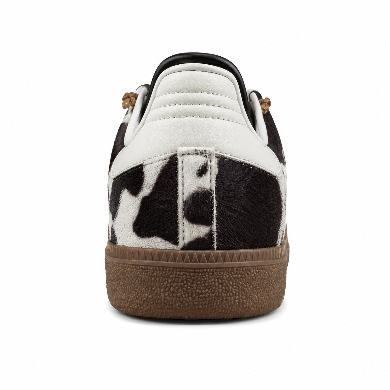 Adidas Samba OG pelo potro vaca branco detalle talón borracha castanho