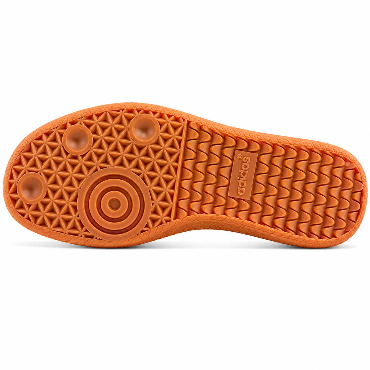 Adidas Samba OG pelo potro vaca suela borracha laranja vista inferior