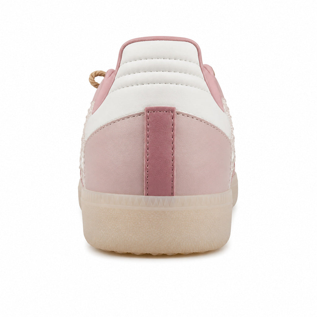 Adidas Samba OG rosa palo detalle talón branco suela crema