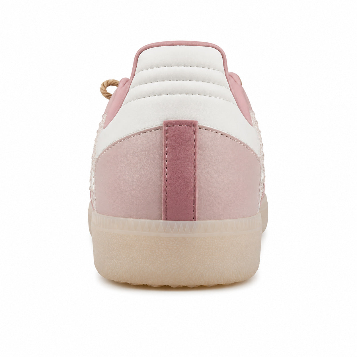 Adidas Samba OG rosa palo detalle talón branco suela crema