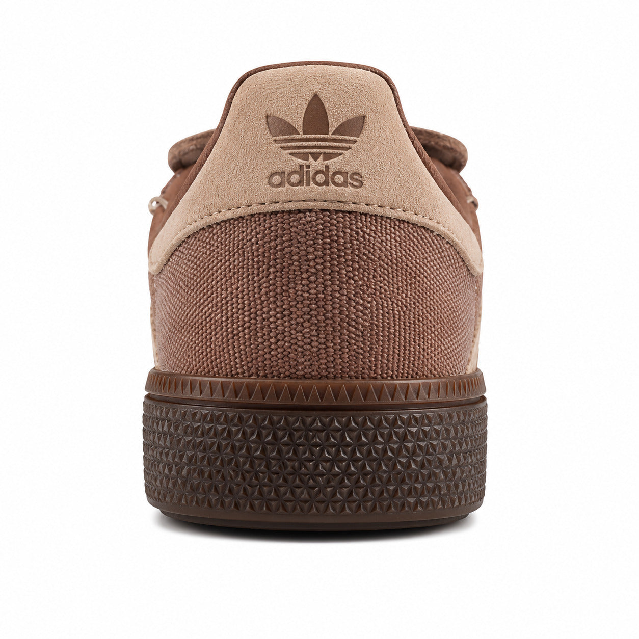 Adidas Samba Spezial castanho beige detalle contrafuerte trasero textura