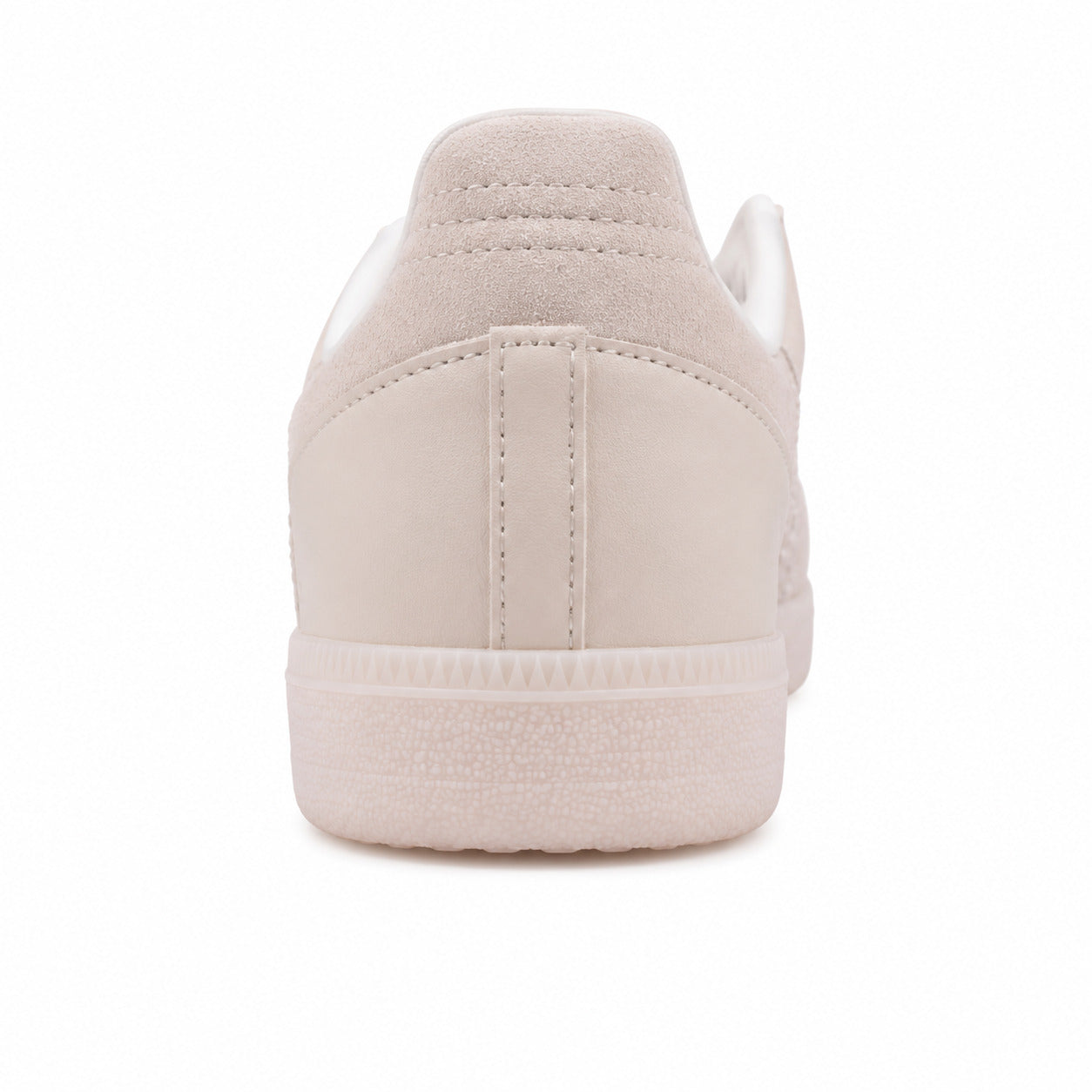 Adidas Samba Vegan crema detalle talón branco suela blanca rosada