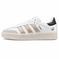 Adidas Samba XLG branco bandas doradas talón preto plataforma crema perfil izquierdo
