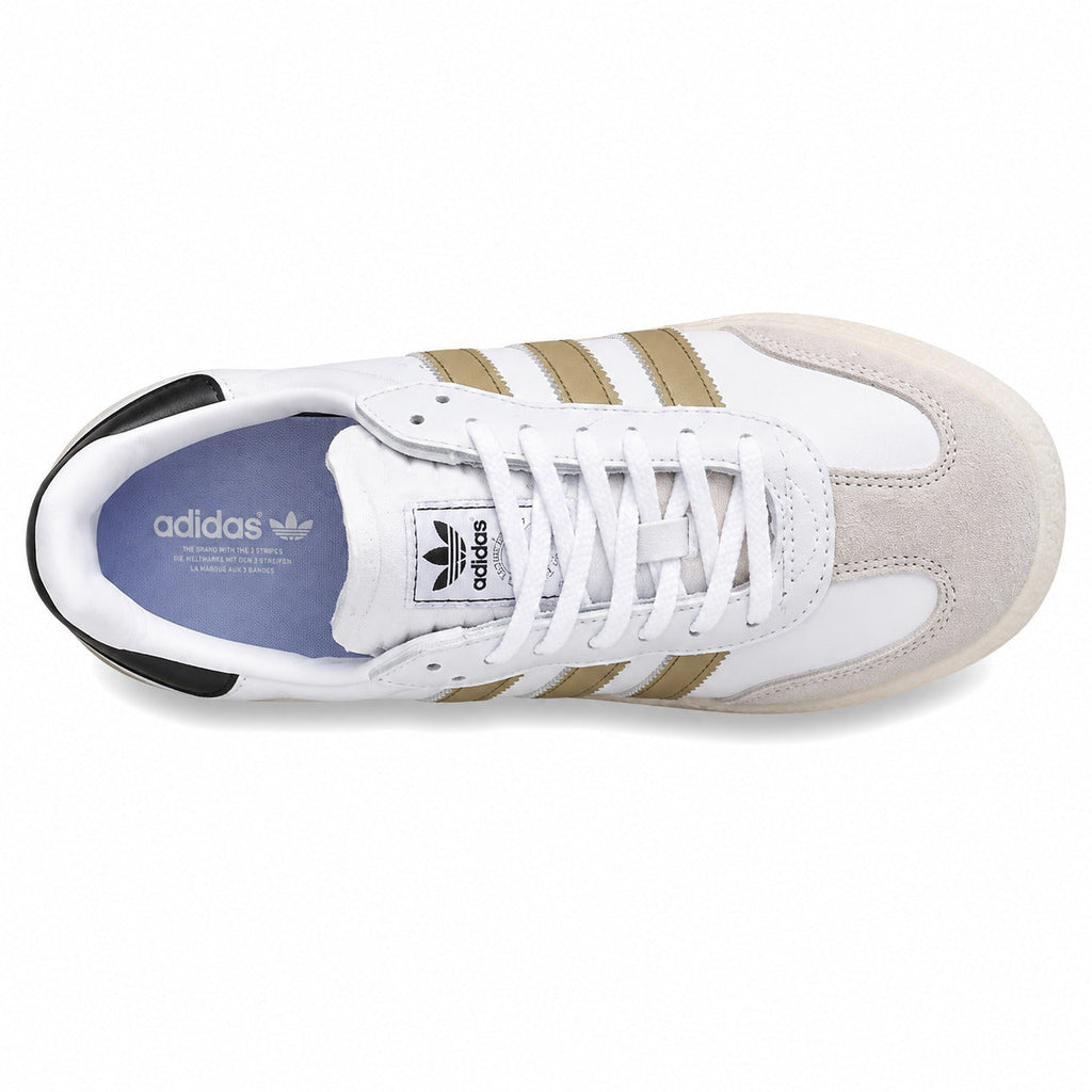 Adidas Samba XLG branco dourado ante cinzento suela plataforma crema vista superior
