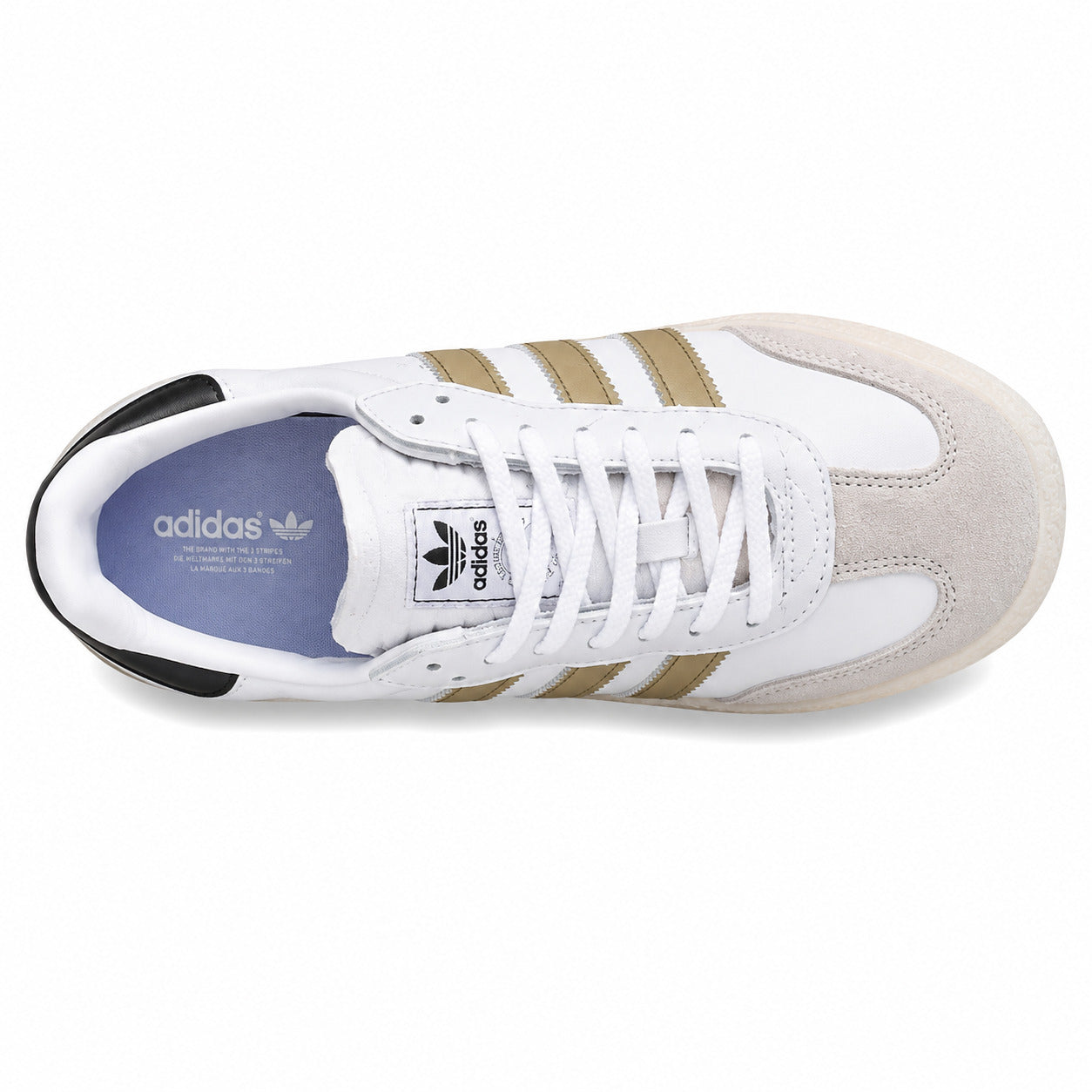 Adidas Samba XLG branco dourado ante cinzento suela plataforma crema vista superior