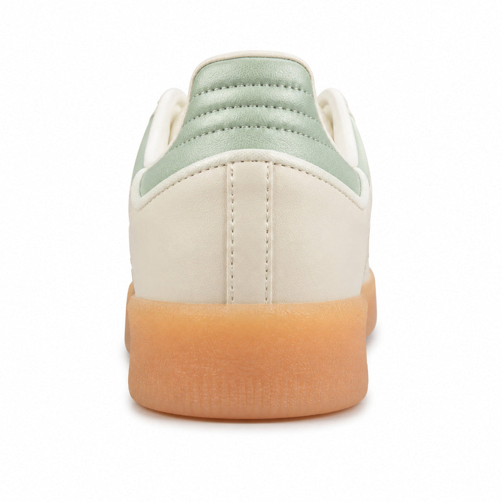 Adidas Sambae W crema detalle talón metalizado menta suela borracha ámbar