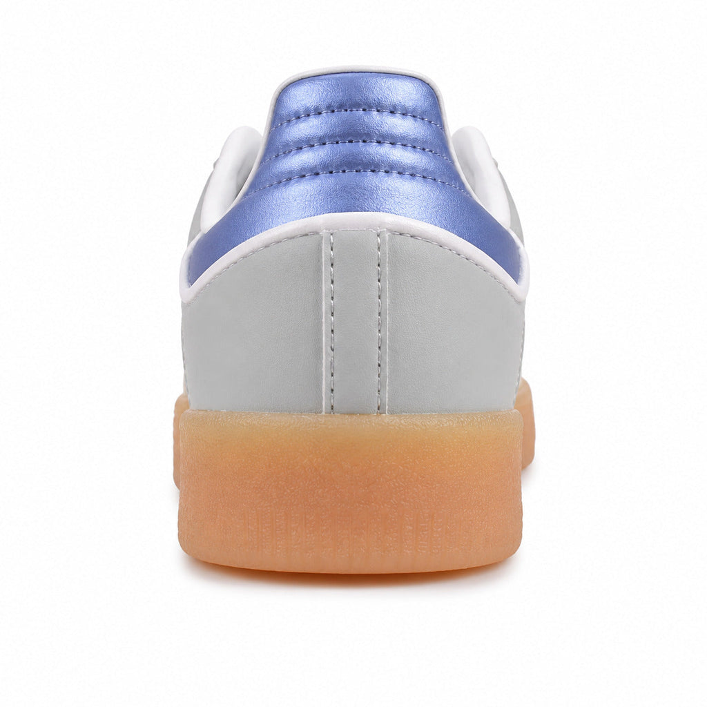 Adidas Sambae W cinzento hielo detalle talón metalizado azul periwinkle plataforma
