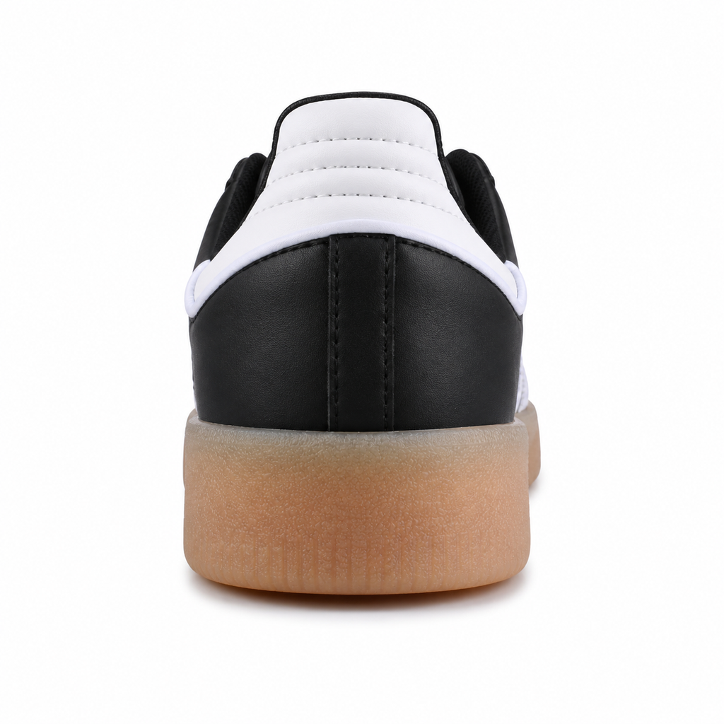 Adidas Sambae W preto detalle talón branco suela plataforma borracha ámbar