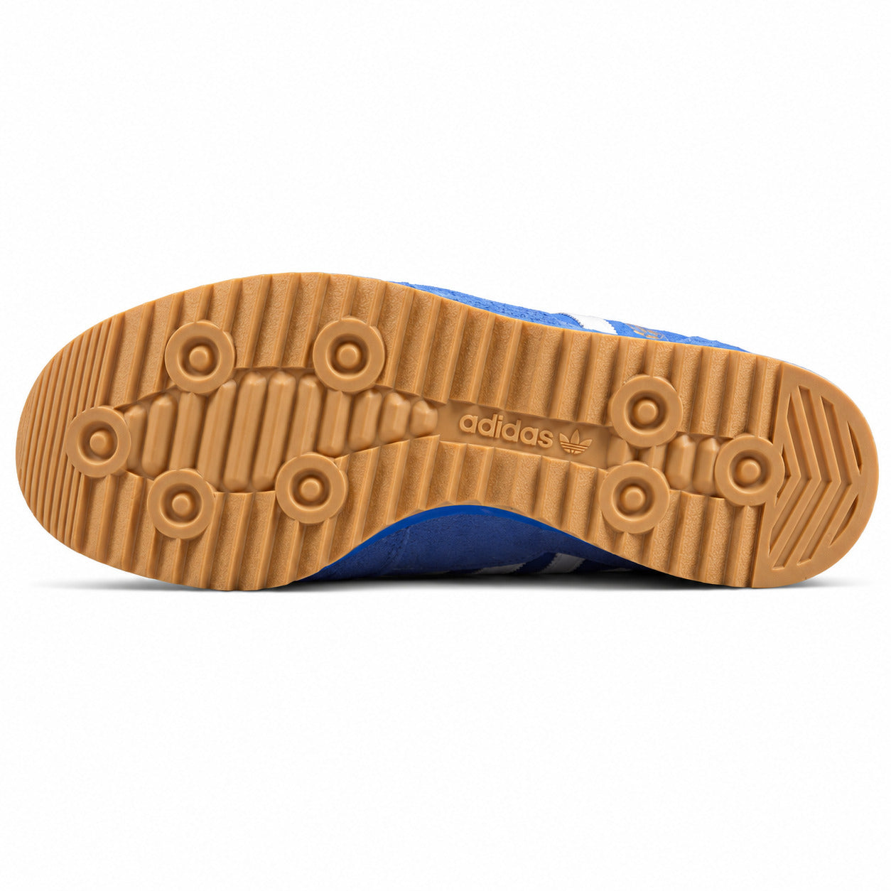 Adidas SL 72 azul royal suela borracha caramelo patrón circular vista inferior