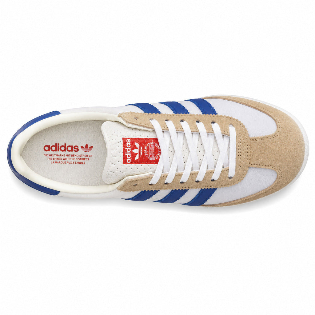 Adidas SL 72 branco azul royal beige cordones brancos plantilla heritage vista superior