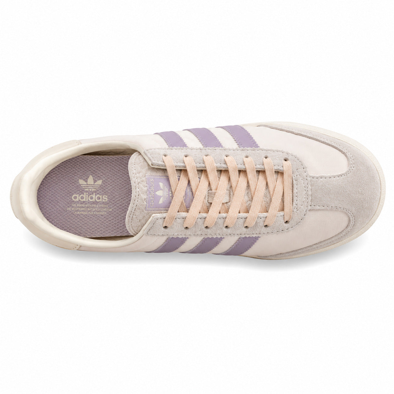 Adidas SL 72 crema lila cordones melocotón plantilla lavanda vista superior