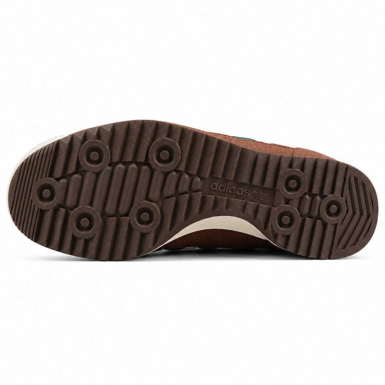 Adidas SL 72 crema suela ripple castanho oscuro patrón clásico vista inferior