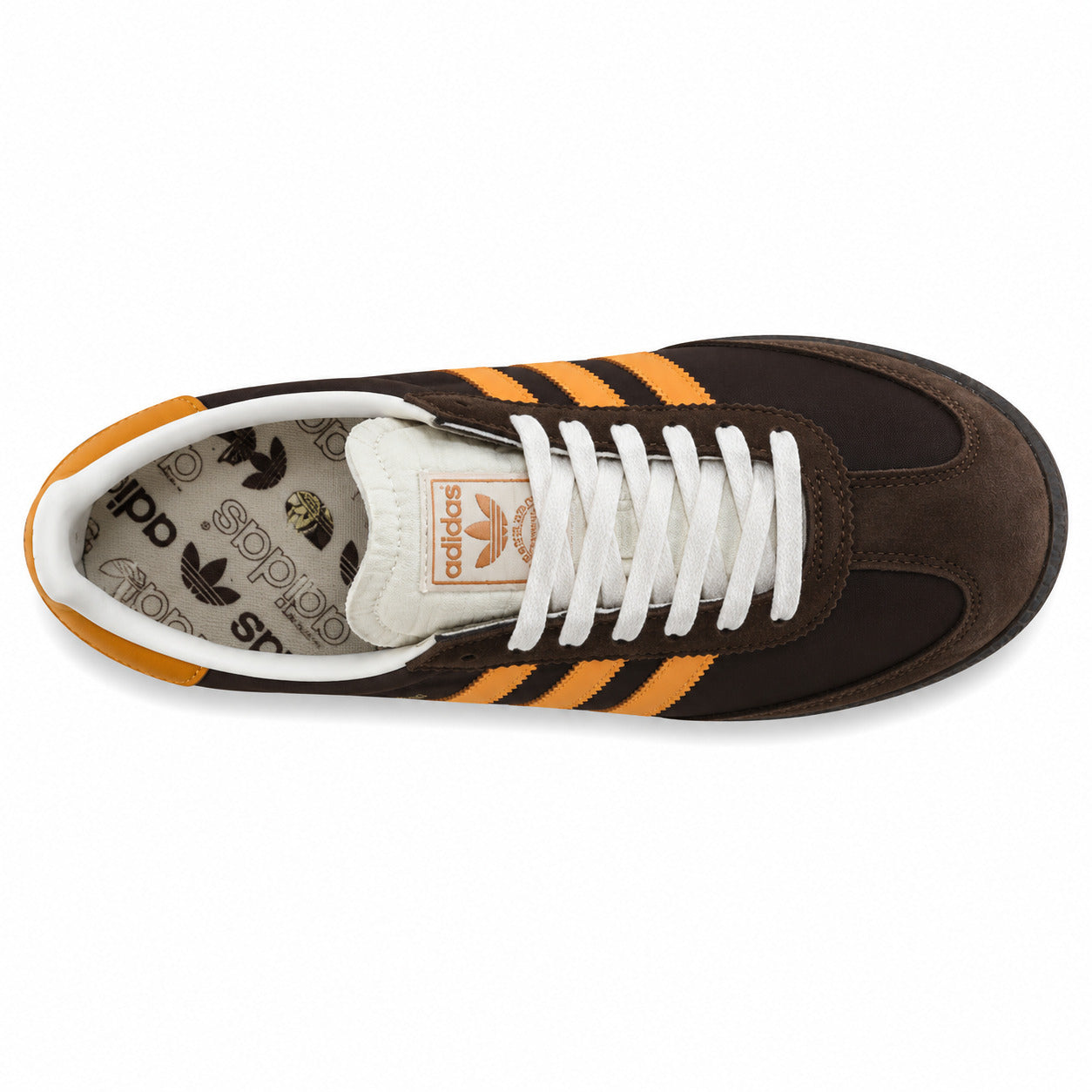 Adidas SL 72 castanho chocolate laranja cordones brancos plantilla trefoil vintage vista superior