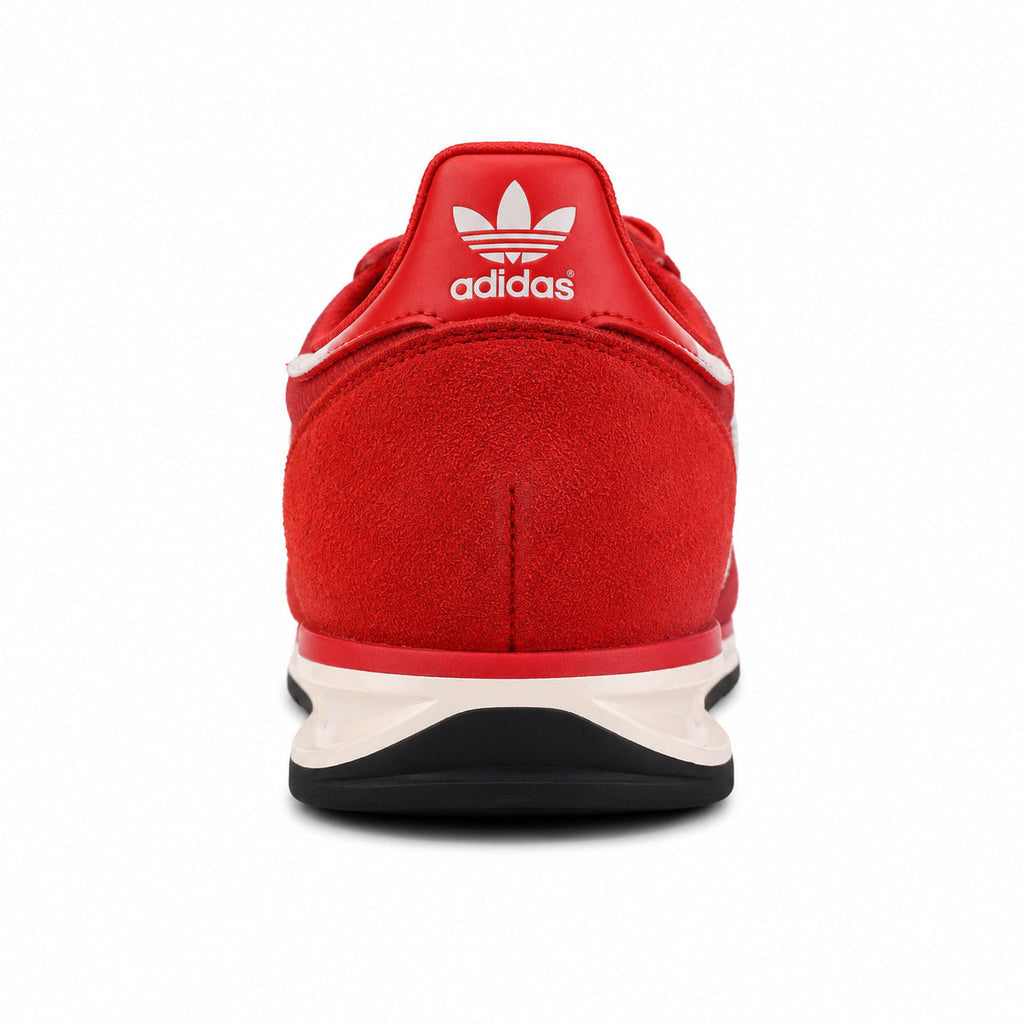 Adidas SL 72 vermelho detalle talón trefoil branco mediasuela crema suela negra