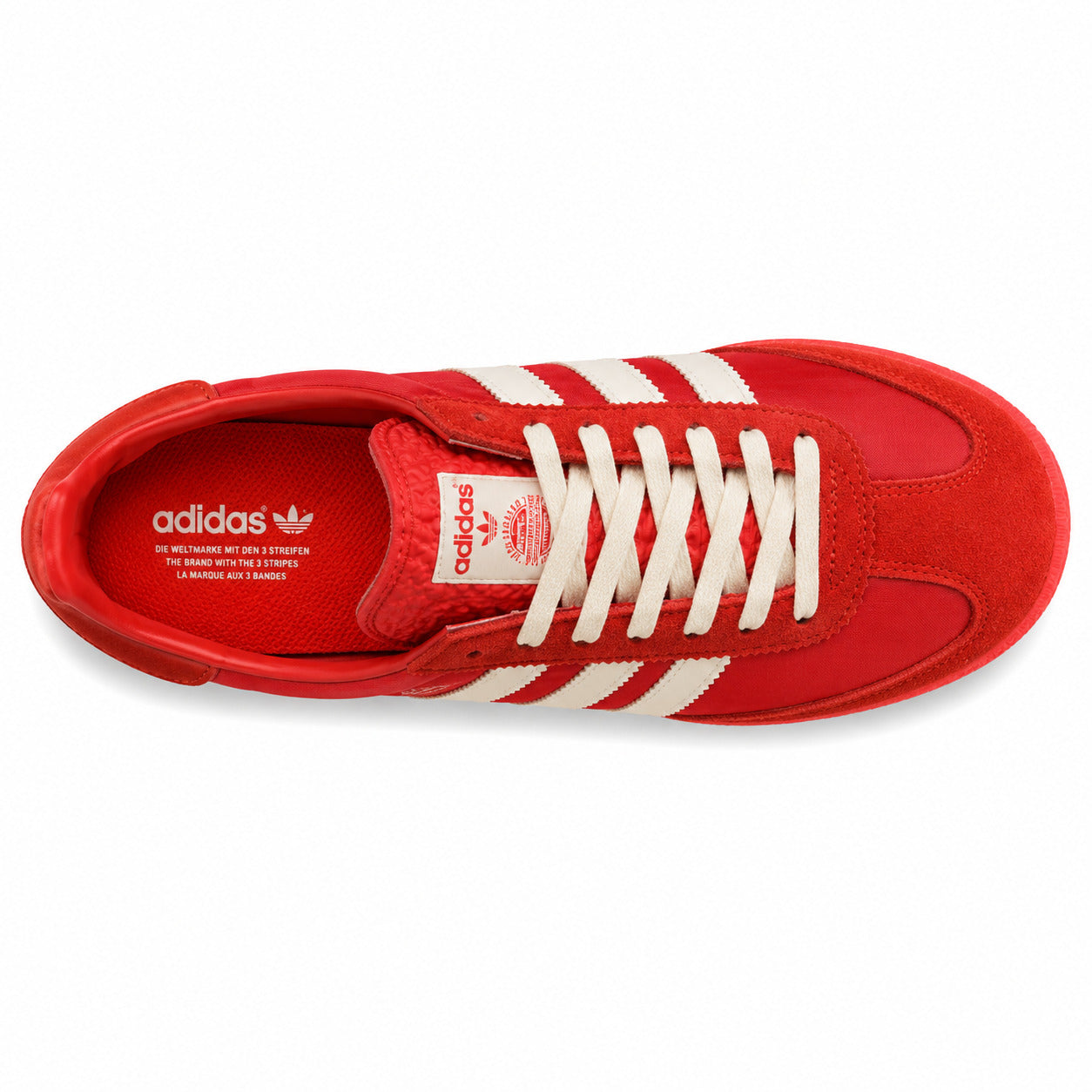 Adidas SL 72 vermelho crema cordones crema plantilla heritage trilingüe vista superior
