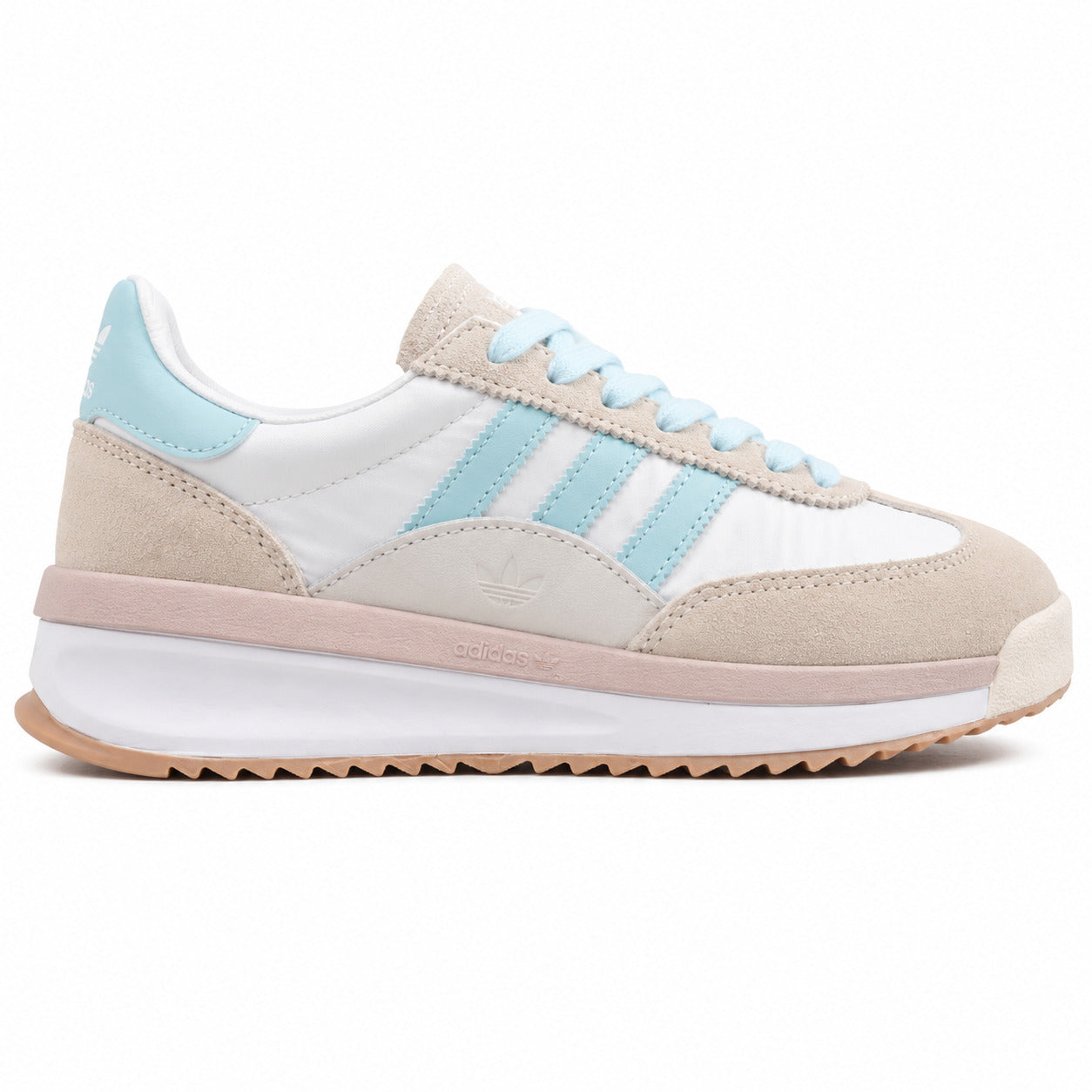 Adidas SL 72 RTN branco ante beige azul cielo rosa mediasuela boost perfil derecho