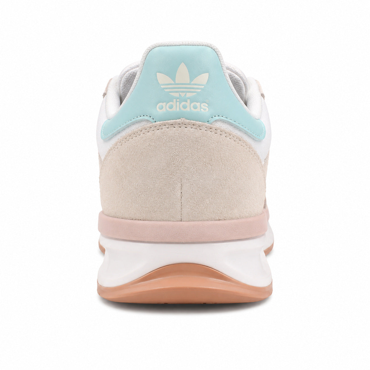 Adidas SL 72 RTN branco detalle talón azul cielo trefoil branco franja rosa boost