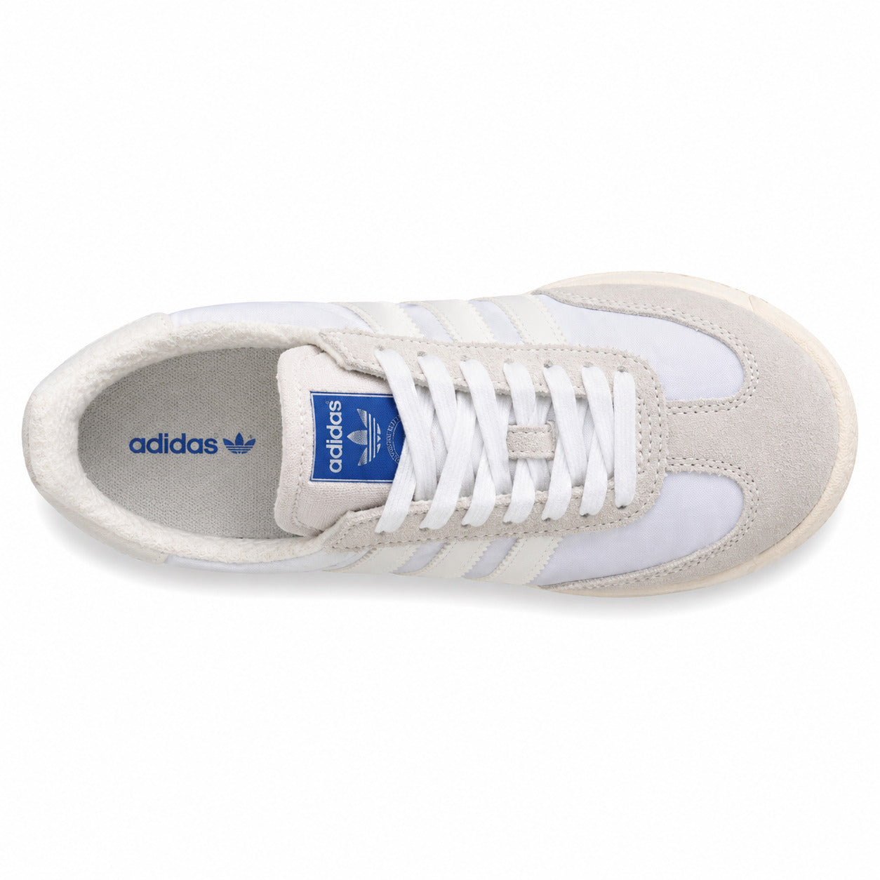 Adidas SL 72 RTN branco cinzento hielo panel lila cordones brancos lengüeta azul vista superior