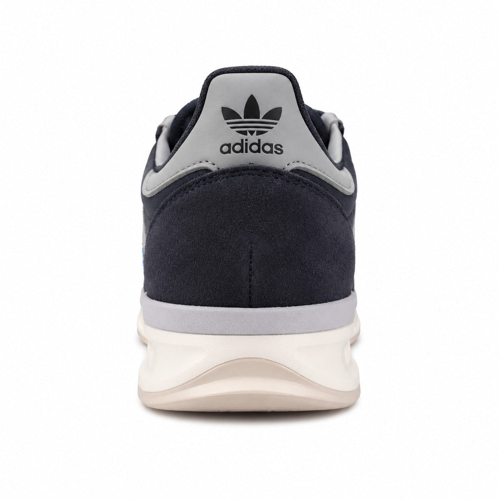 Adidas SL 72 RTN cinzento marino detalle talón collarín cinzento trefoil preto mediasuela boost