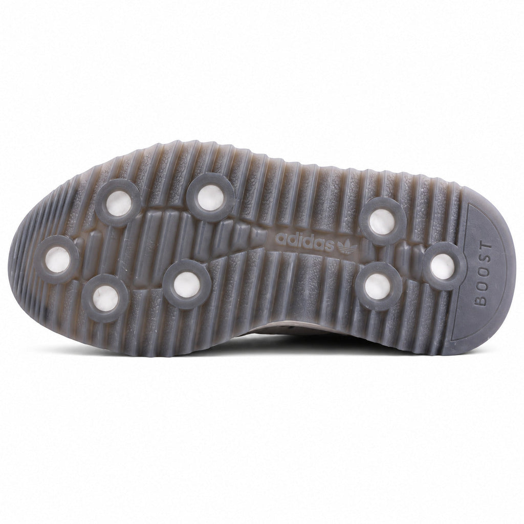 Adidas SL 72 RTN cinzento perla suela boost cinzento studs circulares brancos adidas vista inferior